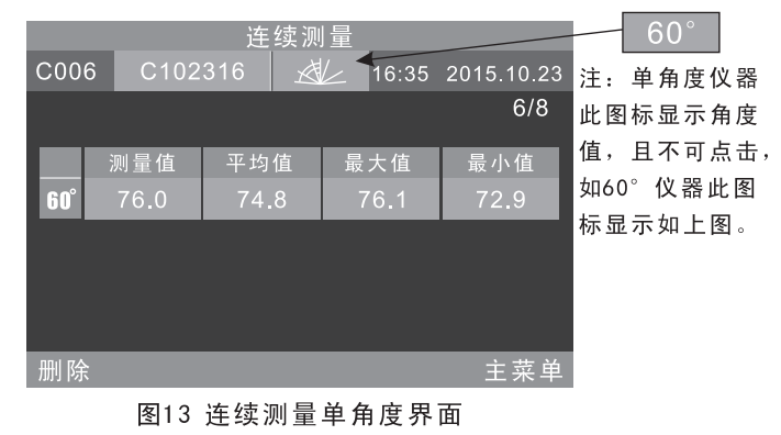 連續(xù)測量單角度界面